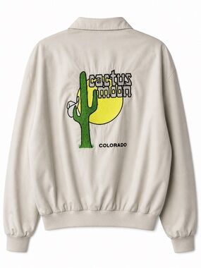 🌵🌙 VINTAGE | Cactus Moon Colorado Bomber Jacket - White‎ - Sz VTG XL